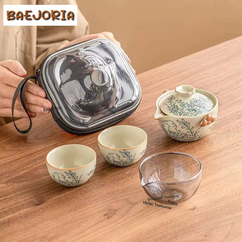Cute Rabbit Sunflower Ru Kiln  - Korean Tea Set review and price