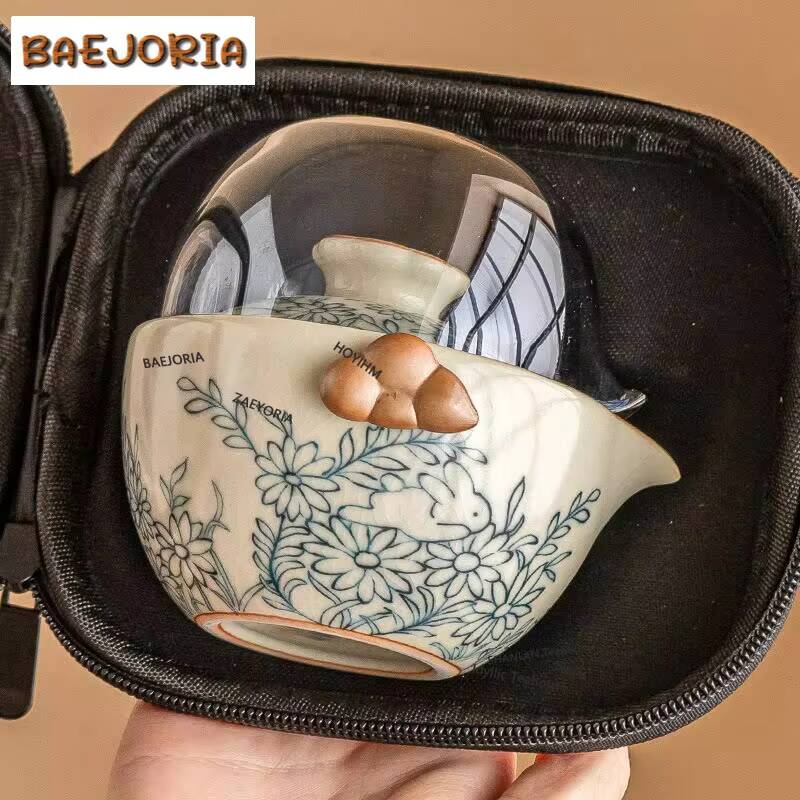Cute Rabbit Sunflower Ru Kiln  - Korean Tea Set review and price